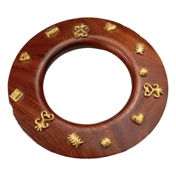 Vintage DOMINIQUE AURIENTIS Gilt Charm Flat Wood Bangle Bracelet.