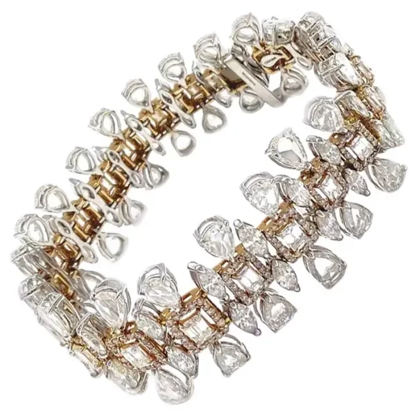 Art Deco Style 18 Karat White Gold Statement Diamond Coomi Bracelet.