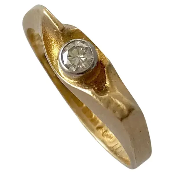 Bjorn Weckstrom Lapponia 18K Gold Platinum Diamond Finnish Modern Wedding Ring.