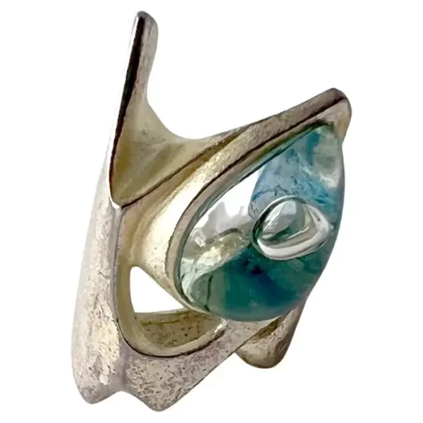 Bjorn Weckstrom Lapponia Sterling Silver Acrylic Finnish Modernist Kohoutek Ring.