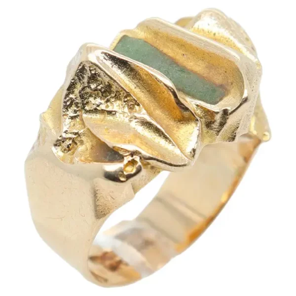 Björn Weckström Scandanavian Mid Century Modernist 14k Gold and Zoisite Ring.