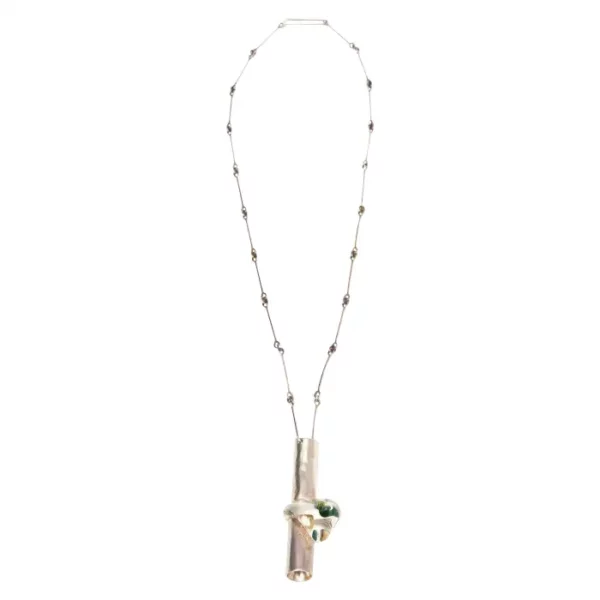 Bjorn Weckstrom for Lapponia Sculptural Sterling Silver & Resin Necklace Vintage.