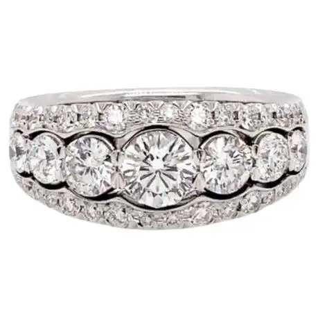 Christopher Designs Crisscut 7 Round Diamonds 1.15ctw Wedding Band 18K WG.