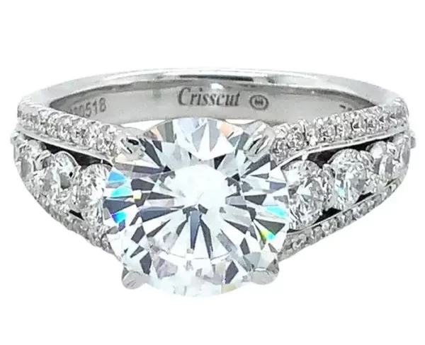 Christopher Designs Crisscut Diamond Semi Mount Setting is Set in 18k White Gold.
