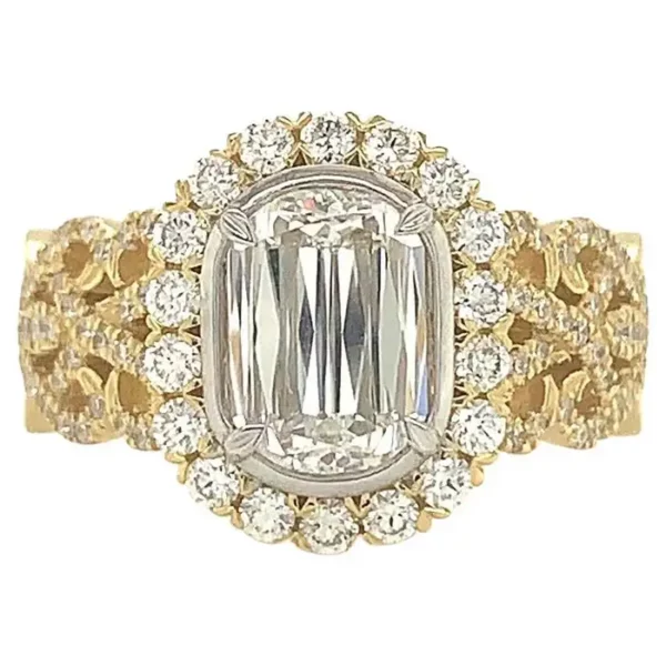 Christopher Designs Crisscut L'Amour Diamond 18 Kt Yellow Gold Engagement Ring.