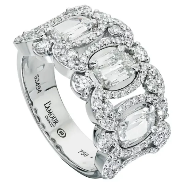 Christopher Designs L'Amour Crisscut 3 Diamond Band 1.73 ctw 18 kt White Gold.