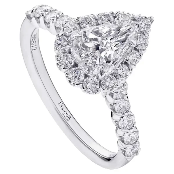 Christopher Designs L'Amour Crisscut Pear Shape Diamond GIA Engagement Ring.