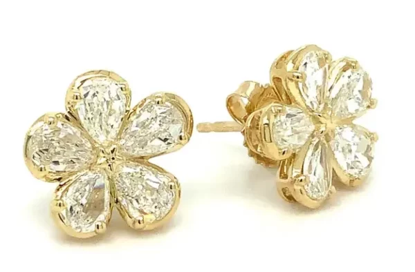 Christopher Designs L'Amour Crisscut Pear Shape Floral Cluster Earrings.