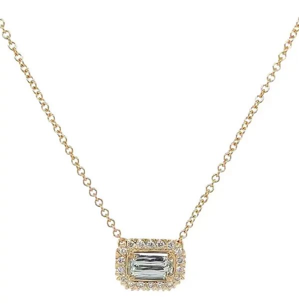 Christopher Designs L'amour Crisscut Diamond East West Halo Pendant Set in 18k.