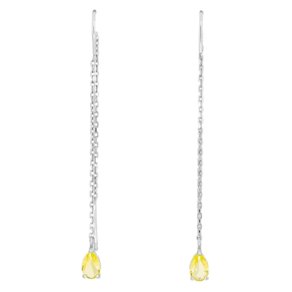 Citrine Threader Earrings in 14k gold.