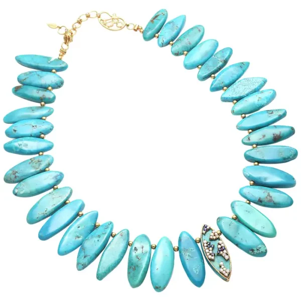 Coomi 20K Gold, Turquoise, Sapphire, Diamond Necklace.