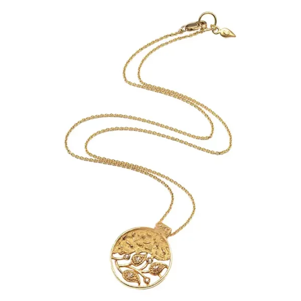 Coomi 20K Vine Coin Pendant with Rose Cut Diamonds on Chain.