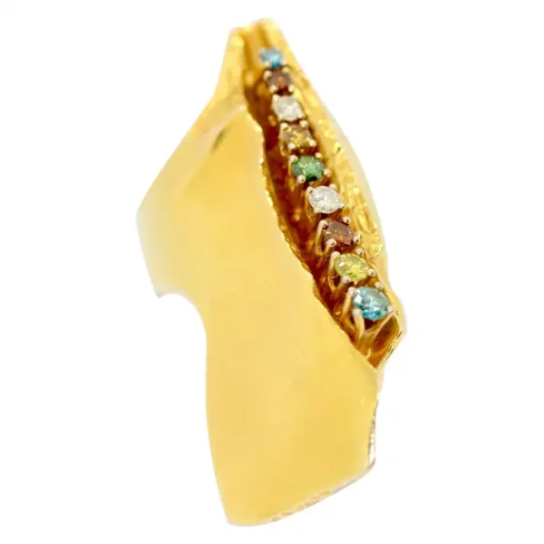 Diamond and Multi Gemstone Ring by Lapponia, design Björn Weckström, 14K Gold.