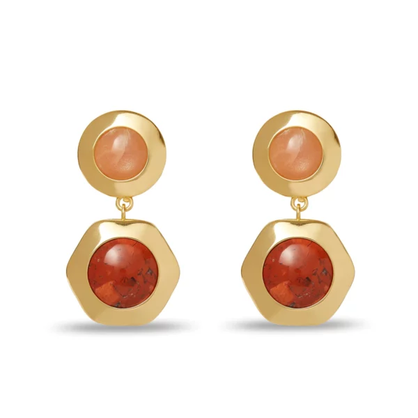HARVEST GEO BEZEL JEWEL DROP EARRINGS.