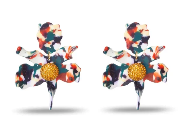 HARVEST MULTI CRYSTAL LILY EARRINGS.