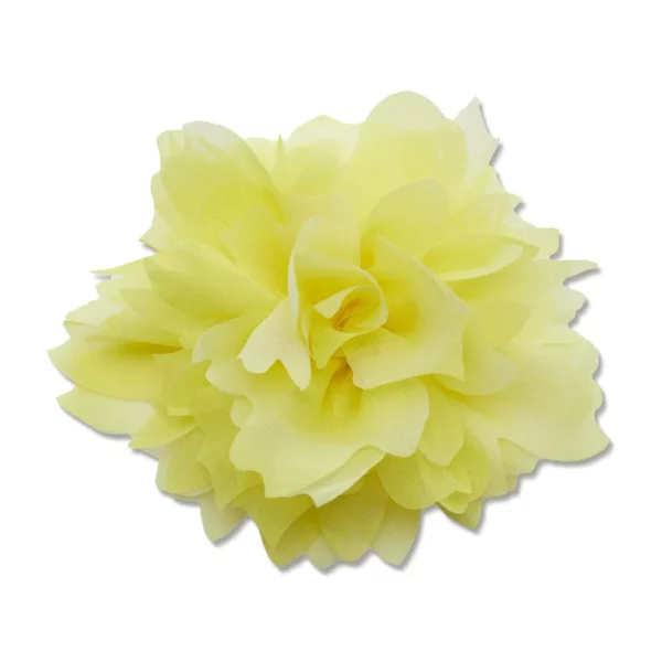 Handmade yellow poly chiffon peony brooch.