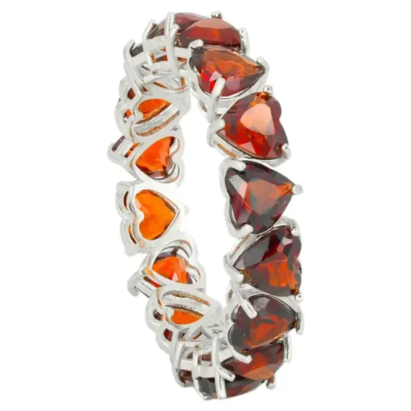 Heart Garnets 14k Gold Eternity Ring.