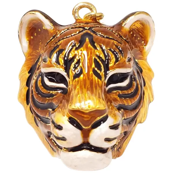 Jay Strongwater Delightful Enamel Tiger Head Charm in Gold.