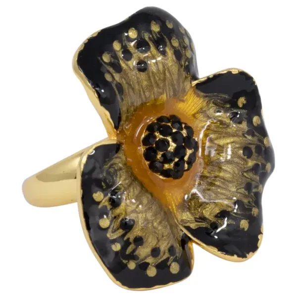 Jay Strongwater Enchanted Garden Enamel Flower Cocktail Ring, Contemporary.