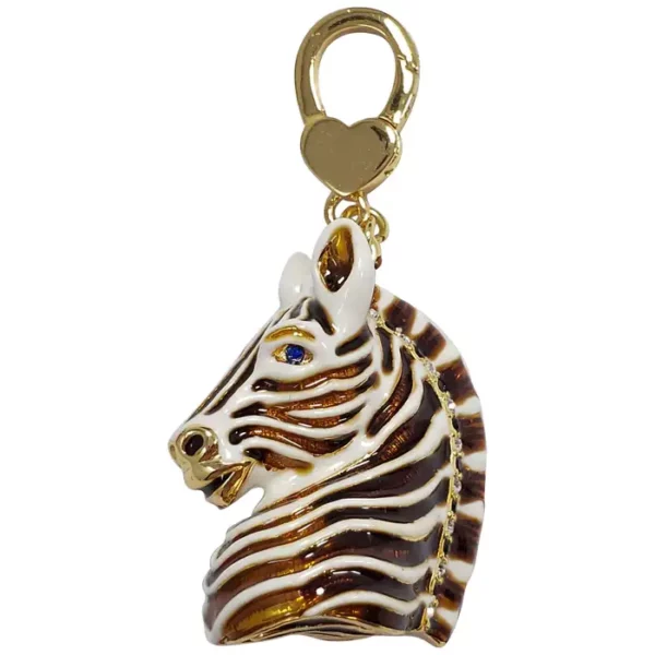 Jay Strongwater Zebra Charm, Painted White and Brown Enamel with Crystal Accents.