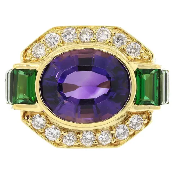 Lagos Amethyst, Tourmaline and Diamond Ring. Lagos Amethyst, Tourmaline and Diamond Ring.
