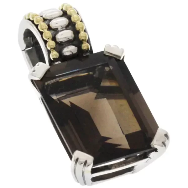 Lagos Caviar 925 Sterling Silver 18K Gold with Smokey Topaz Enhancer Pendant. Lagos Caviar 925 Sterling Silver 18K Gold with Smokey Topaz Enhancer Pendant.