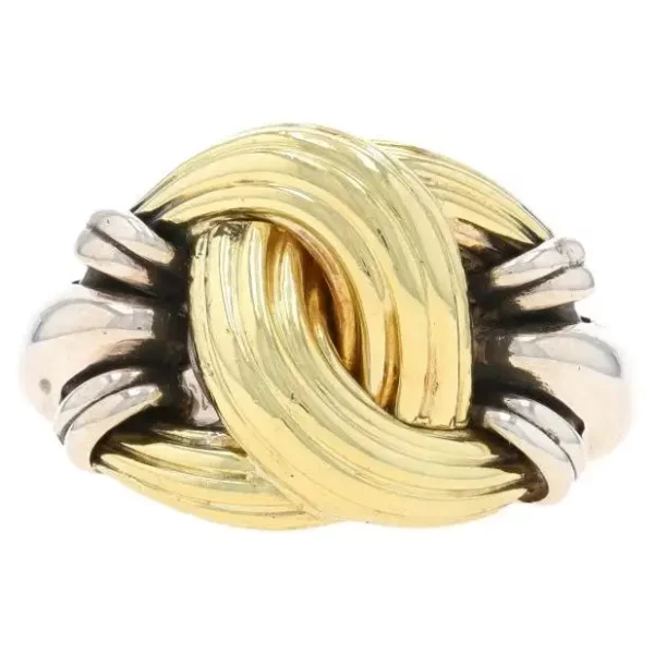 Lagos Caviar Knot Ring Sterling Silver 925 & Yellow Gold 18k Statement. Lagos Caviar Knot Ring Sterling Silver 925 & Yellow Gold 18k Statement.
