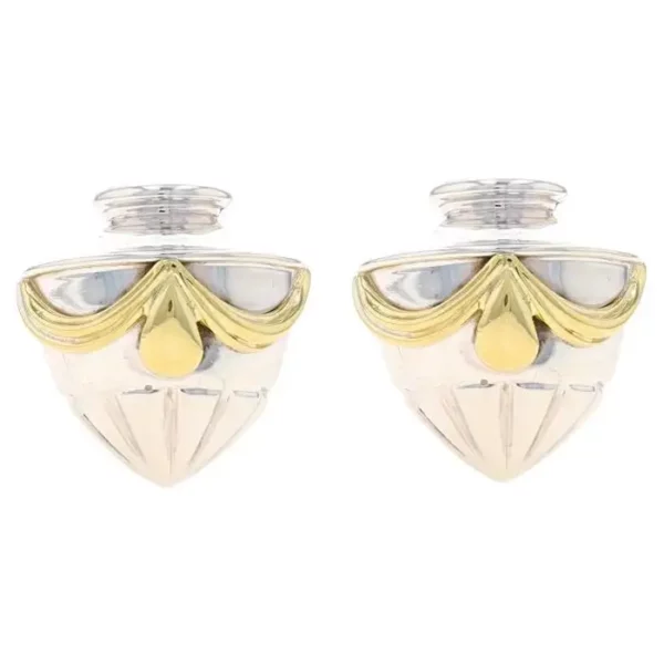Lagos Caviar Vase Large Stud Earrings Sterling 925 & Yellow Gold 18k Clip Ons. Lagos Caviar Vase Large Stud Earrings Sterling 925 & Yellow Gold 18k Clip Ons.