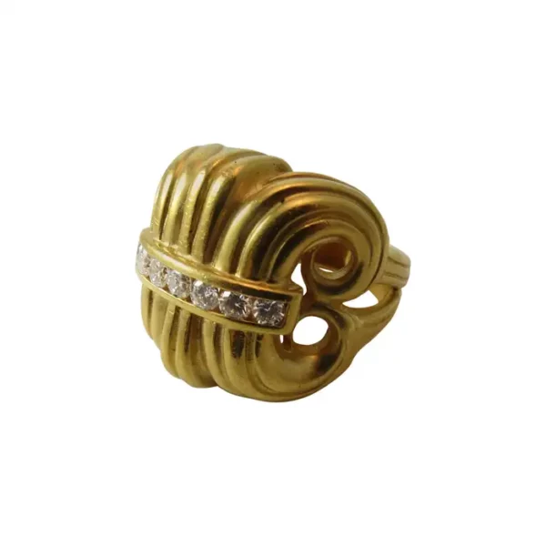 Lagos Diamond Gold Scroll Design Ring. Lagos Diamond Gold Scroll Design Ring.