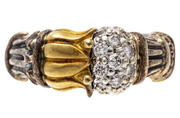 Lagos Sterling Silver and 18k Arcadian Tulip Diamond Cluster Ring. Lagos Sterling Silver and 18k Arcadian Tulip Diamond Cluster Ring.