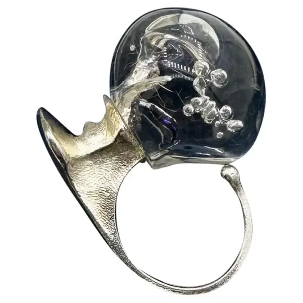 Lapponia Björn Weckström Man In Cosmos Ring Acrylic Sterling Silver Finland.