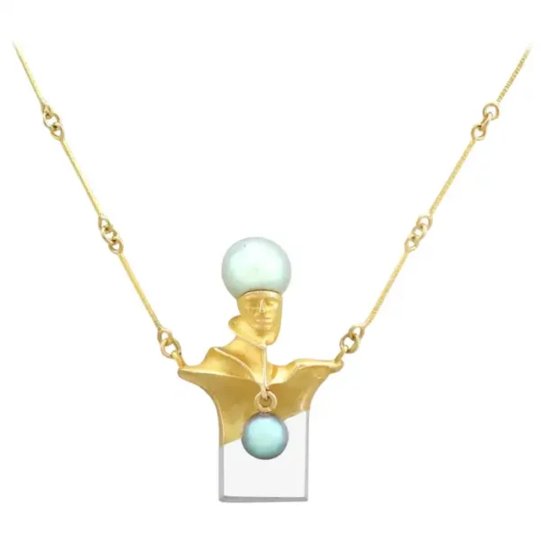 Lapponia Vintage 1970s Pearl and Yellow Gold Necklace.