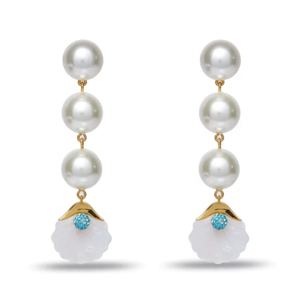 MOTHER OF PEARL SHELLONA PEARL LINEAR EARRINGS.