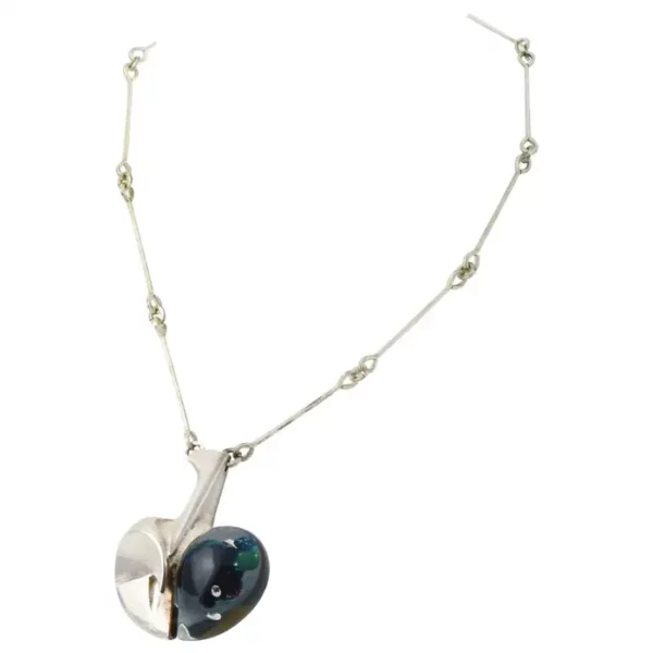 Modernist Organic Lapponia Björn Weckström Space Apple Silver Acrylic Necklace.