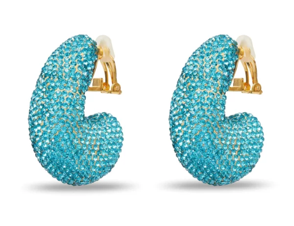 OCEAN COVE PAVE DOME HOOP CLIP ON EARRINGS.