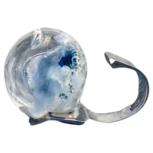 Rare Silver and Acrylic Ring Björn Weckström Lapponia Petrified Lake Ring, 1973.