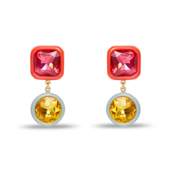 SCARLET POP GEM DROP EARRINGS.