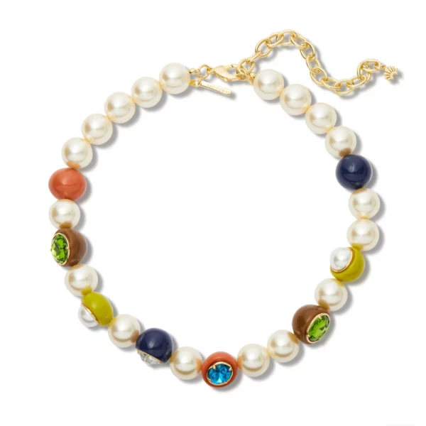 SUNSET FIELDS ORNAMENT BEADED PEARL NECKLACE.