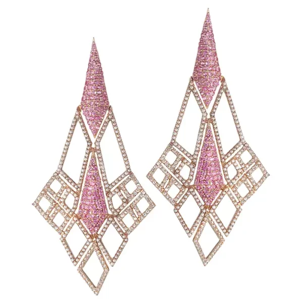 Sagrada Glory Earring in 18K Rose Gold with Pink Sapphire and Pearls.