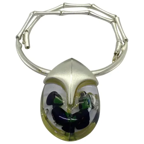 Silver Acrylic Finland 2001 Björn Weckström Lapponia Scarabeo Necklace.