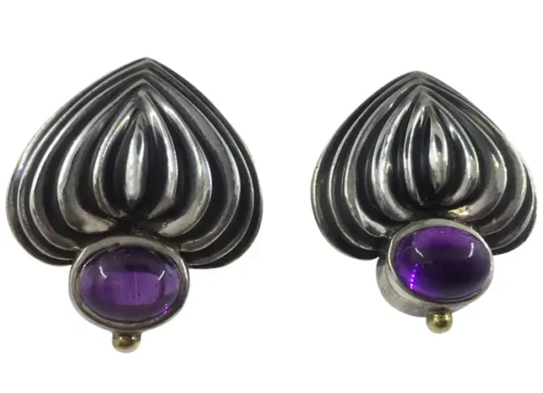 Silver and Amethyst Earrings by Lagos. Silver and Amethyst Earrings by Lagos.