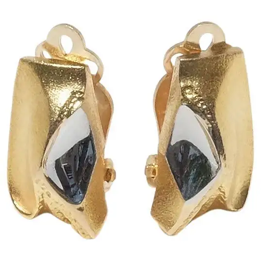 Vintage 14k Gold Clip On Earrings Episode by Björn Weckström, Made, 1991.