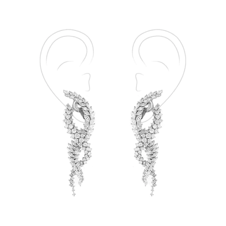 YEPREM drop earrings adorned with a combination of round and marquise diamonds.