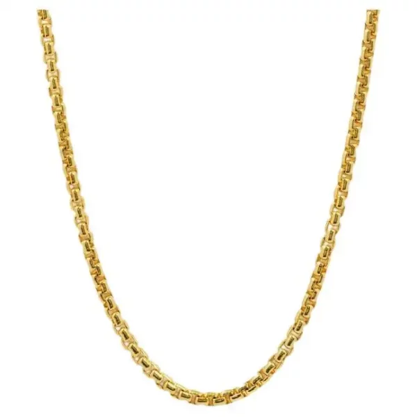 4mm Box Chain Necklace in Yellow Gold Plated Sterling Silver. 4mm Box Chain Necklace in Yellow Gold Plated Sterling Silver.