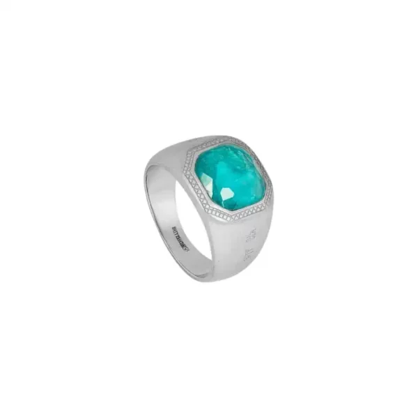 Apatite Signet Ring in Sterling Silver, Size M. Apatite Signet Ring in Sterling Silver, Size M.