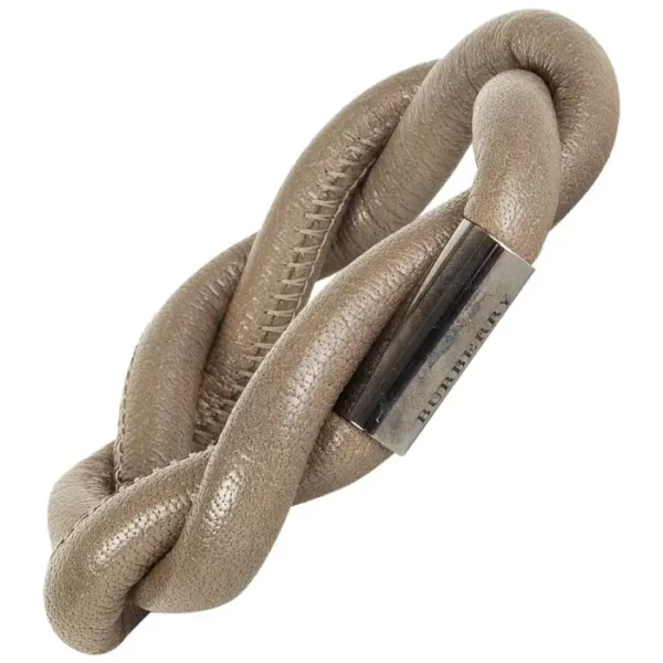 BURBERRY taupe leather BRAIDED Bracelet.