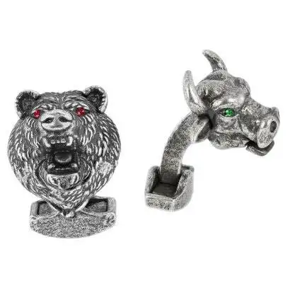 Bear and Bull Mechanical Cufflinks with Swarovski Elements. Bear and Bull Mechanical Cufflinks with Swarovski Elements.