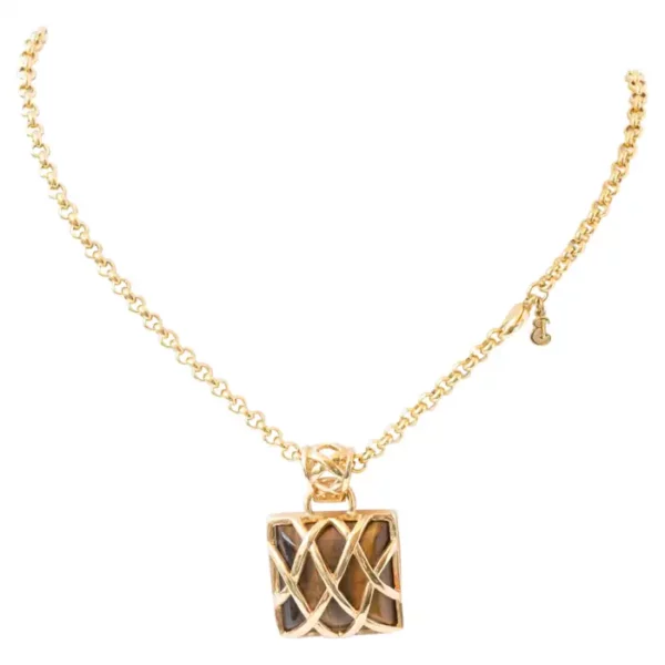 Burberry of London Tiger Eye Stone Chain Pendant.