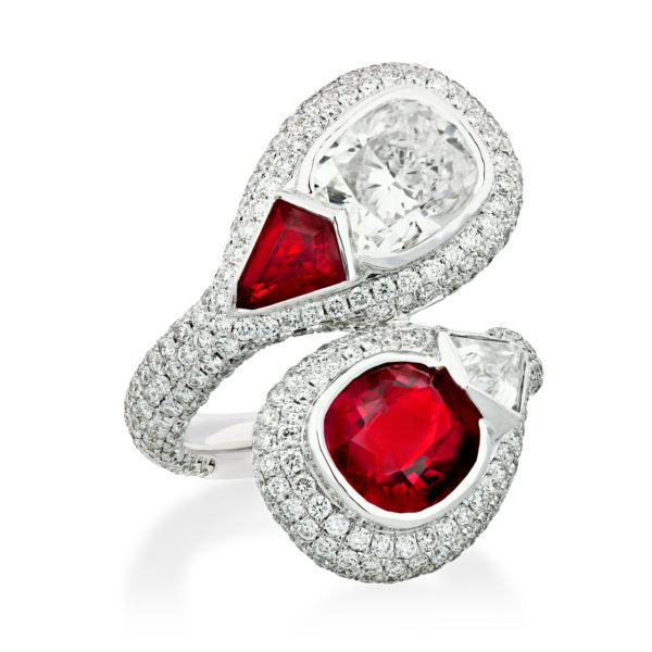 Burmese Ruby & Diamond Toi Et Moi Ring.