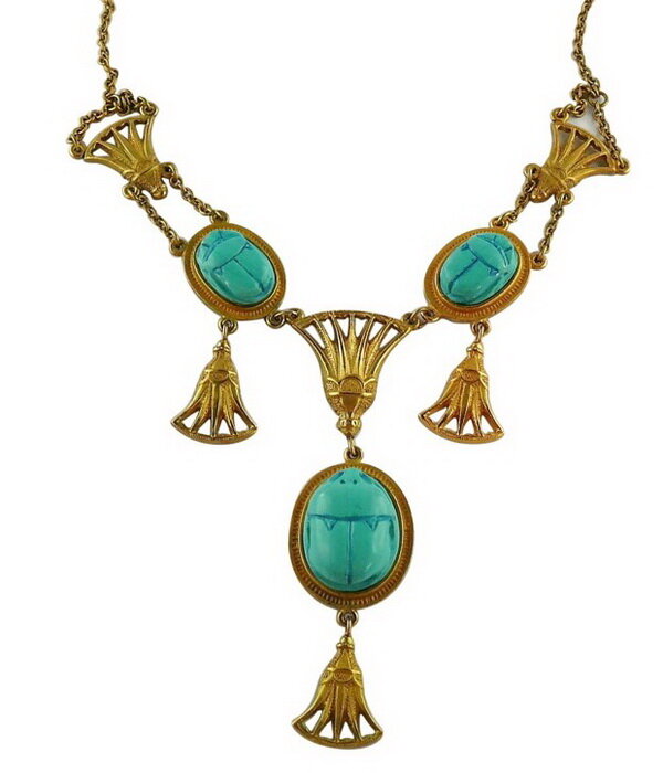 Christian Dior Egyptian style necklace with faux turquoise scarabs, 2004.